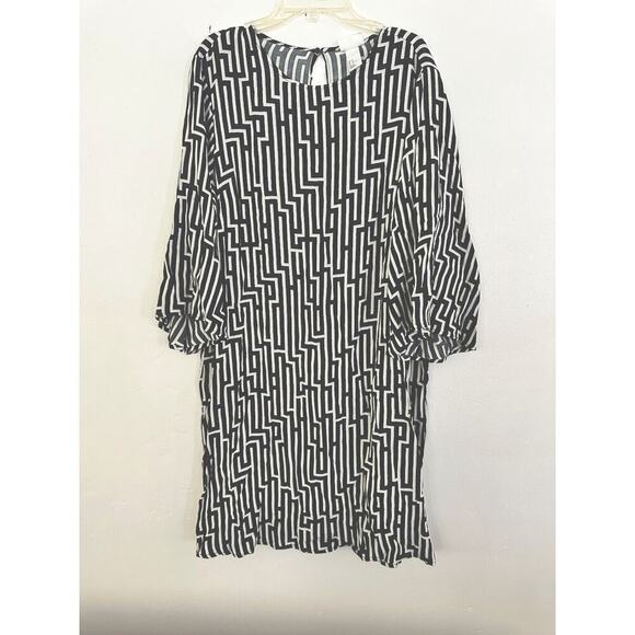 GP & J Baker X H&M Black & Ivory Geometric Print Dress SZ 10 - Picture 2 of 10